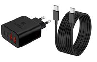 Chargeur USB C PD 20W à 4 ports avec câble Super Fast Charging Multi-Device EU Plug Wall Adapter for Phone Laptop Tablet Camera