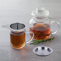 Infuseur à thé moderne en acier inoxydable 18/8, maille extra fine, avec doubles poignées pour suspendre théières, tasses et mugs