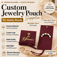 Pochette pour montre en microfibre suédée avec logo personnalisé en feuille d'or, sac à bijoux souple pour collier, bague, bracelet, protection contre la poussière, emballage cadeau