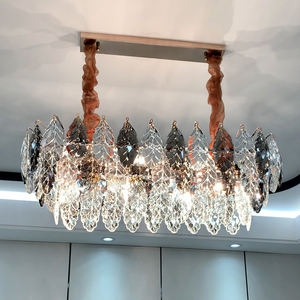 Lámpara <span class=keywords><strong>de</strong></span> techo <span class=keywords><strong>de</strong></span> lujo para escaleras, candelabro <span class=keywords><strong>de</strong></span> cristal K9 <span class=keywords><strong>de</strong></span> hierro con forma <span class=keywords><strong>de</strong></span> hoja negra rectangular, larga, clásica, moderna, para vestíbulo <span class=keywords><strong>de</strong></span> hotel - Product Image 3