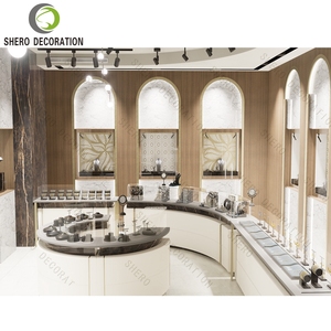 Vitrine de présentation de bijoux haut de gamme, vitrine de luxe sur mesure en verre courbé, vitrine de bijouterie tendance, design 3D - Product Image 1