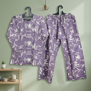 Women's 2-Piece Floral Printed Cotton Long Sleeve Night Dress Knitting Top Embroidered Collar Breathable Casual Style Night <b>Suit</b> - Product Image 2