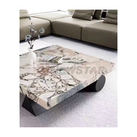 Newstar Meubles en marbre de pierre naturelle Éléphant en marbre blanc Table basse de salon