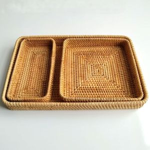 Set di Cesti Portaoggetti <span class=keywords><strong>in</strong></span> Rattan Intrecciato a Mano, Cesto <span class=keywords><strong>per</strong></span> Frutta <span class=keywords><strong>in</strong></span> <span class=keywords><strong>Vimini</strong></span> <span class=keywords><strong>per</strong></span> <span class=keywords><strong>Pane</strong></span>, Snack, Pasticcini, Tavolino da Caffè, Cucina, Arredamento Casa - Product Image 4