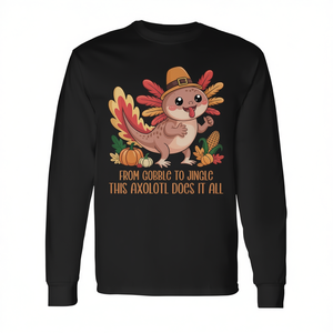 Camiseta de manga larga con diseño de sombrero de peregrino y axolote, estilo clásico, impresión digital - Product Image 3