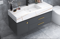 Meuble de salle de bain en bois massif sur mesure de luxe, meuble de salle de bain mural moderne en contreplaqué