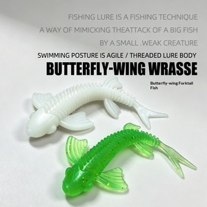 เหยื่อปลอม TPR Butterfly Tail Minnow แบบนิ่ม ขนาด 5.5/6.5 ซม. แบบมีร่อง พร้อมช่องเกี่ยวเบ็ดคู่ สำหรับตก<span class=keywords><strong>ปลา</strong></span>แบบ Texas Drop Shot <span class=keywords><strong>ปลา</strong></span>แบส <span class=keywords><strong>ปลา</strong></span>เพิร์ช น้ำจืด - Product Image 2