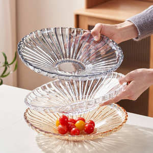 Plateau à fruits en verre cristal de luxe pour table basse, salon, présentoir à bonbons et en-cas, ensemble de bols décoratifs - Product Image 1