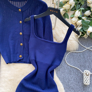 Bộ Đầm Hai Mảnh Dành Cho Nữ, Áo Cardigan Len Và Váy Hai Dây, Set Đầm Hai Mảnh Ôm Body, Trang Phục Hai Mảnh, Đầm Nữ Bán Buôn - Product Image 5