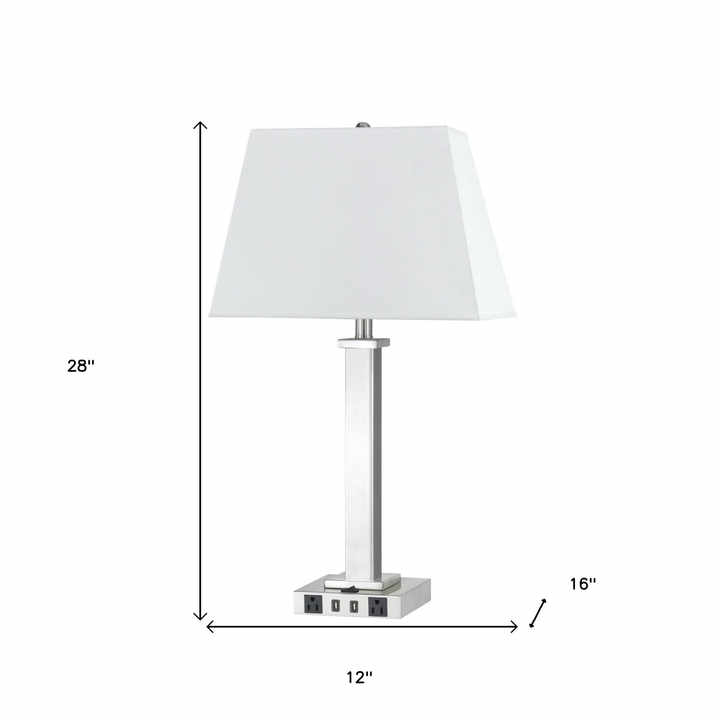 HMS 28\" Nickel Metal USB LED Table Lamp White Rattan Shade Modern European Nordic Style Touch Dimming for Bedrooms Battery