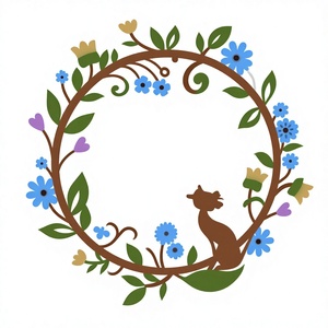 Corona de metal rústica con flores azules y hojas verdes, hecha a mano, decorativa, de forma redonda, sin iluminación, diseñada para uso en interiores. - Product Image 1