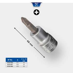 OUTILS BRILLANTS-BT021890 3/8 ''PH Phillips bit socket - EAN 4042146775615 HAND SOCKETS 3/8" - Product Image 2