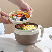 Boîte à lunch isotherme sans BPA de 1400 ml, récipient à nouilles portable chauffable avec couvercle et poignée