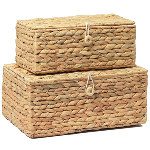 Hot Selling Handmade Eco-Friendly Water Hyacinth Decor <b>Egg</b> Tray <b>Basket</b> Zipper Closure Laundry Storage Organizer Square Rectangle - Product Image 1