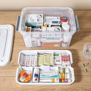 Caja de almacenamiento de Medicina de plástico multifuncional de gran capacidad, organizador de almacenamiento de medicina de emergencia con asa - Product Image 4