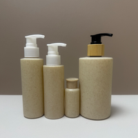 Botol sampo kamar mandi, 100ml 300ml 500ml botol sedotan gandum sampo Losion kosong kemasan kosmetik bambu ramah lingkungan rumah