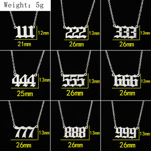 Collar con número de <span class=keywords><strong>Ángel</strong></span> chapado en oro de 18K personalizado 111-999 collar con abalorio de cadena de acero inoxidable para mujer - Product Image 2