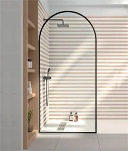 KMRY Porte de douche à l'italienne en verre incurvé super créative avec motif d'impression 3D Paravent de <span class=keywords><strong>baignoire</strong></span> design sans cadre pour salle de bain - Product Image 3