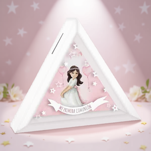 Party Love Hucha Triangular Comunión Niña Blanca 19.8x19.8x5Cm 2 Piezas Bolsa - Product Image 3
