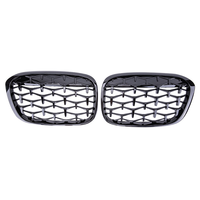 Rejilla Delantera de Doble Listón Negro Diamante ABS de Ajuste Perfecto para BMW X1 F48 F49 2016-2019 |   Reemplazo de Rejilla de Radiador de Ajuste Directo