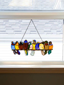 Hermoso Panel de Vidrio Coloreado Hecho a Mano de Estilo Europeo con Diseño de Pájaro para Colgar en Ventanas, para Uso Doméstico y Comercial - Product Image 2