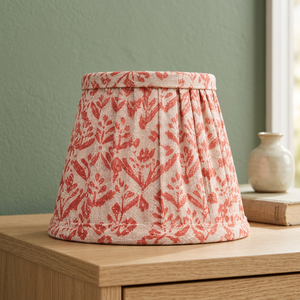 Abat-jour en lin rouge corail à motifs floraux |   Abat-jour en tissu plissé artisanal pour lampes de table, de sol et suspendues - Product Image 5