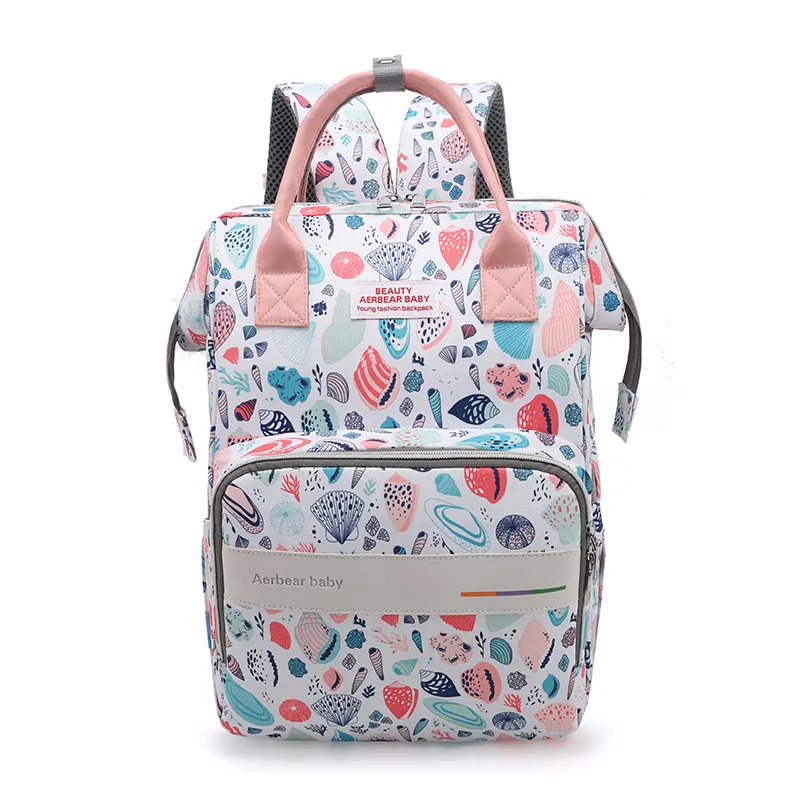 High Quality Backpack Cute Cartoon Printing Multi functional Large Capacity Maternity Mommy Diaper Bags with USB