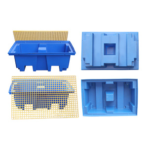 100% sin fugas HDPE doble 2 tambor Ibc Bund paleta <span class=keywords><strong>de</strong></span> contención <span class=keywords><strong>de</strong></span> derrames Tarimas Anti Derrames Para Tote con drenaje - Product Image 2