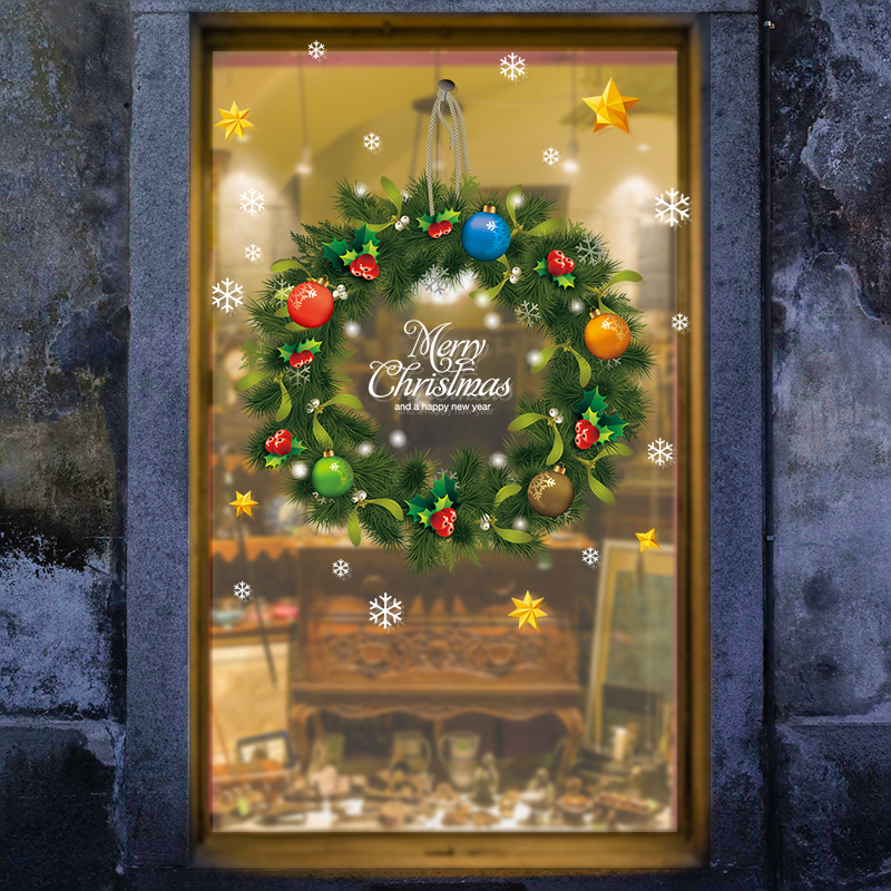 Manufacturer Custom Christmas Wall Sticker Decorations For Home Shop Room Holiday Decor For Window Vinyl Decal Removable