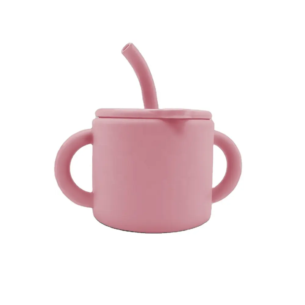 Hot bán trẻ em Silicone sippy Toddler cup Silicone trẻ em BPA free nước Silicone bé cup với rơm