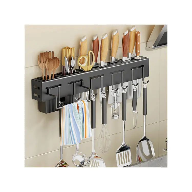 K&B wall hanging removable multifunctional stainless steel kitchen organizer knife block utensil storage rack