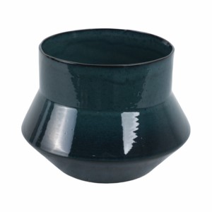Vaso in ceramica a forma larga e allargata per decorare il soggiorno, l'ufficio, vaso in terracotta per piante da interno, vaso per fiori. - Product Image 1