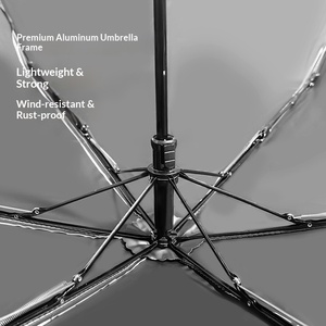 Parapluie compact ultraléger pliable en trois sections à 6 baleines, portable, manuel, double usage soleil/<span class=keywords><strong>pluie</strong></span>, protection solaire, personnalisable avec logo, pour le commerce transfrontalier - Product Image 1