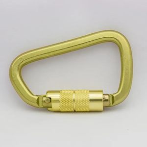 MD MD-R671 Heavy Duty Auto-Locking D-Shape Stainless Steel Gold 1-Pack Lightweight <b>Carabiner</b> 30KN=6500lbs Large Universal Use - Product Image 1