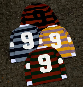 Polo rayé rétro Y2K Harajuku pour homme, manches longues, motif brodé, coupe ample, tenue streetwear, t-shirt - Product Image 6