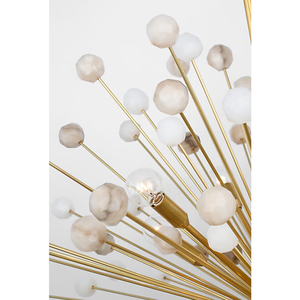 Sputnik Alabaster <b>Chandelier</b>/Pendant/Hanging <b>Light</b> in Hand-Rubbed Antique Brass for Living Dining Kitchen 110V - Product Image 3