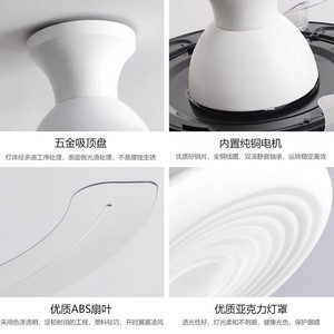 Invisible Fan Light <b>LED</b> Ceiling Fan Bedroom Dining Room Silent Full Spectrum Eye Protection 10-15 - Product Image 4