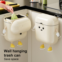 Poubelle murale UFORU gain de place en plastique avec couvercle, capacité 9L, petite poubelle pour cuisine, salle de bain, bureau