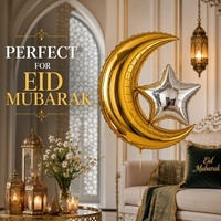 Décoration de fête du Ramadan, ballons gonflables en aluminium brillant et coloré, 18 pouces, lune et étoile EID Mubarak