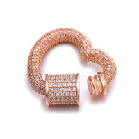 À la mode cuivre matériel diamant CZ Micro pavé coeur forme vis griffe fermoirs mousqueton serrure pour collier à la main bricolage pendentif