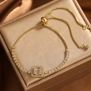 Gold Zircon <b>Bracelet</b> Square Claw Setting Adjustable Women Fashion Jewelry Geometric Design Yiwu Origin Fall 2024 - Product Image 3