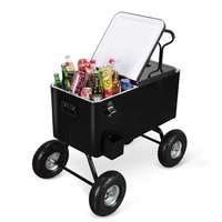 Chariot isotherme vintage en métal noir 80QT avec roues, glacière pratique pour boissons, bière et pique-niques en extérieur