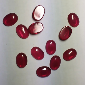 Nhà máy Vũ Châu bán buôn đá quý tổng hợp <span class=keywords><strong>corundum</strong></span> màu đỏ <span class=keywords><strong>ruby</strong></span> hình oval cabochon chất lượng cao, kích thước 5x7mm-13x18mm, dùng làm đồ trang sức - Product Image 1
