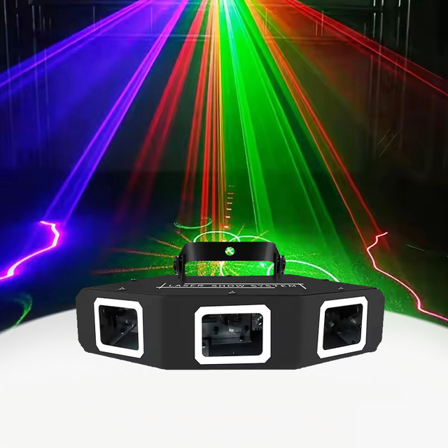New Laser Light Projector 3 Heads RGB Laser for DJ Disco Party Club Pub