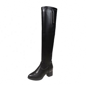 Bottes confortables pour femmes, à talon bloc, zippées, au-dessus du genou, pour un usage quotidien en automne - Product Image 5