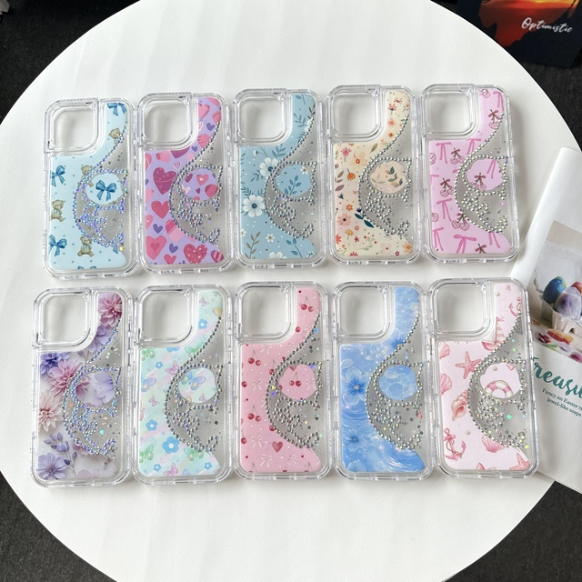 Fashion Design Beautiful Pattern with Shiny Diamond TPU+PC Shockproof Phone case for ZT Blade V80 PRO  A76 5G