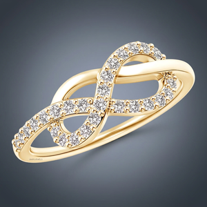 Anillo de Diamantes Cultivados en Laboratorio con Forma de Corazón Infinito, con Diamantes Tallados, Oro de 10K/14K/18K, Plata 925/935, Joyería Vintage para Compromiso o Aniversario - Product Image 1