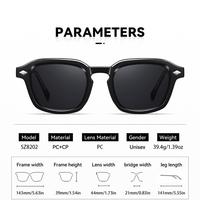 Lunettes de soleil carrées à monture intégrale en matériau PC UV400 pour unisexe, fabriquées à la main