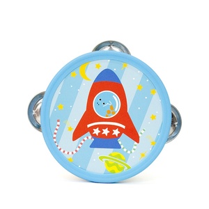 Wholesale 4 Inch Single-Row Colorful Cartoon Wooden Tambourine Orff Percussion Instrument <b>Hand</b> <b>Drum</b> Musical Toy Bring Joyful - Product Image 1
