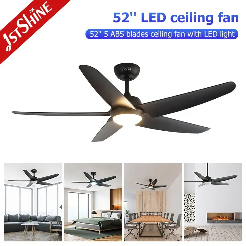 1stshine led ceiling fan black plastic blades energy saving decorative LED ceiling fan with light